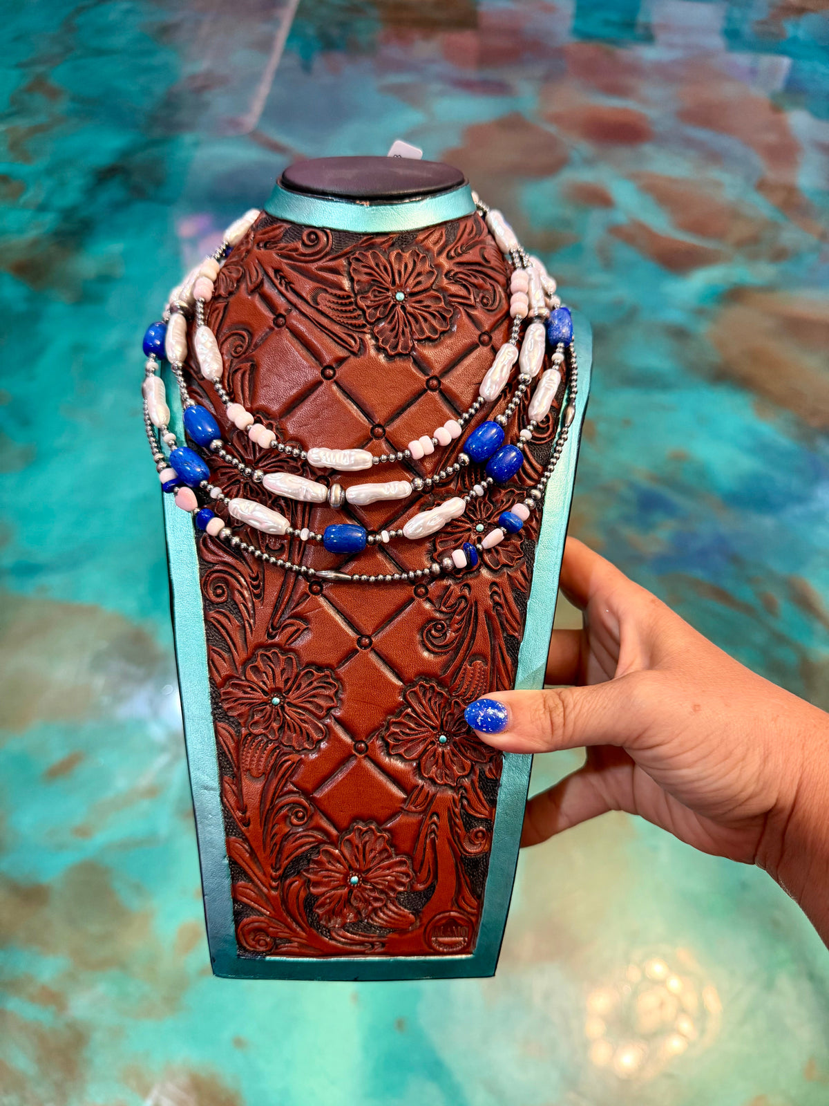 One Time Pieces – Pink Conch, Lapis, Freshwater Pearl & Sterling Silver Necklace — Pick Your Favorite