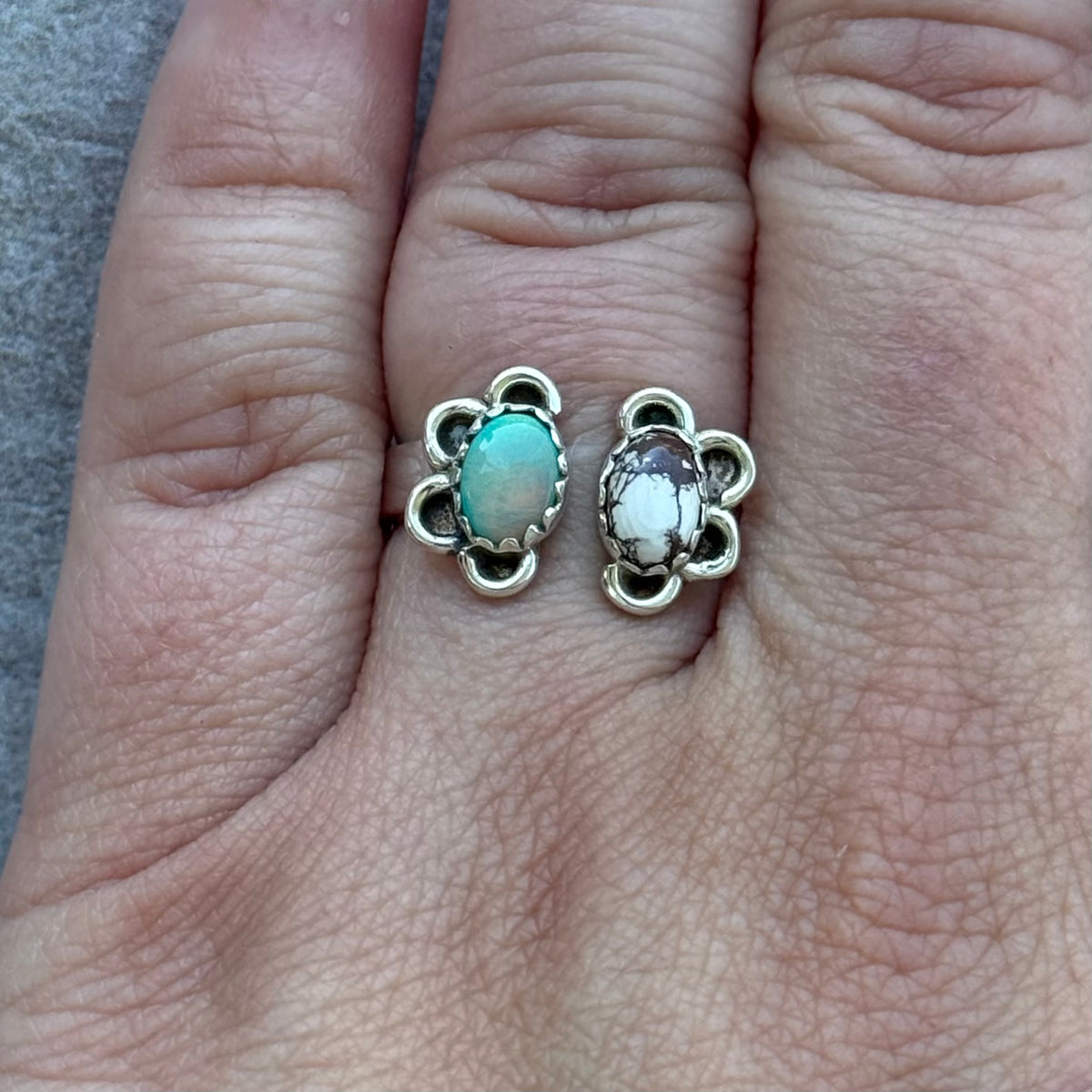 Wild Horse & Balloon Opal Floater Rings