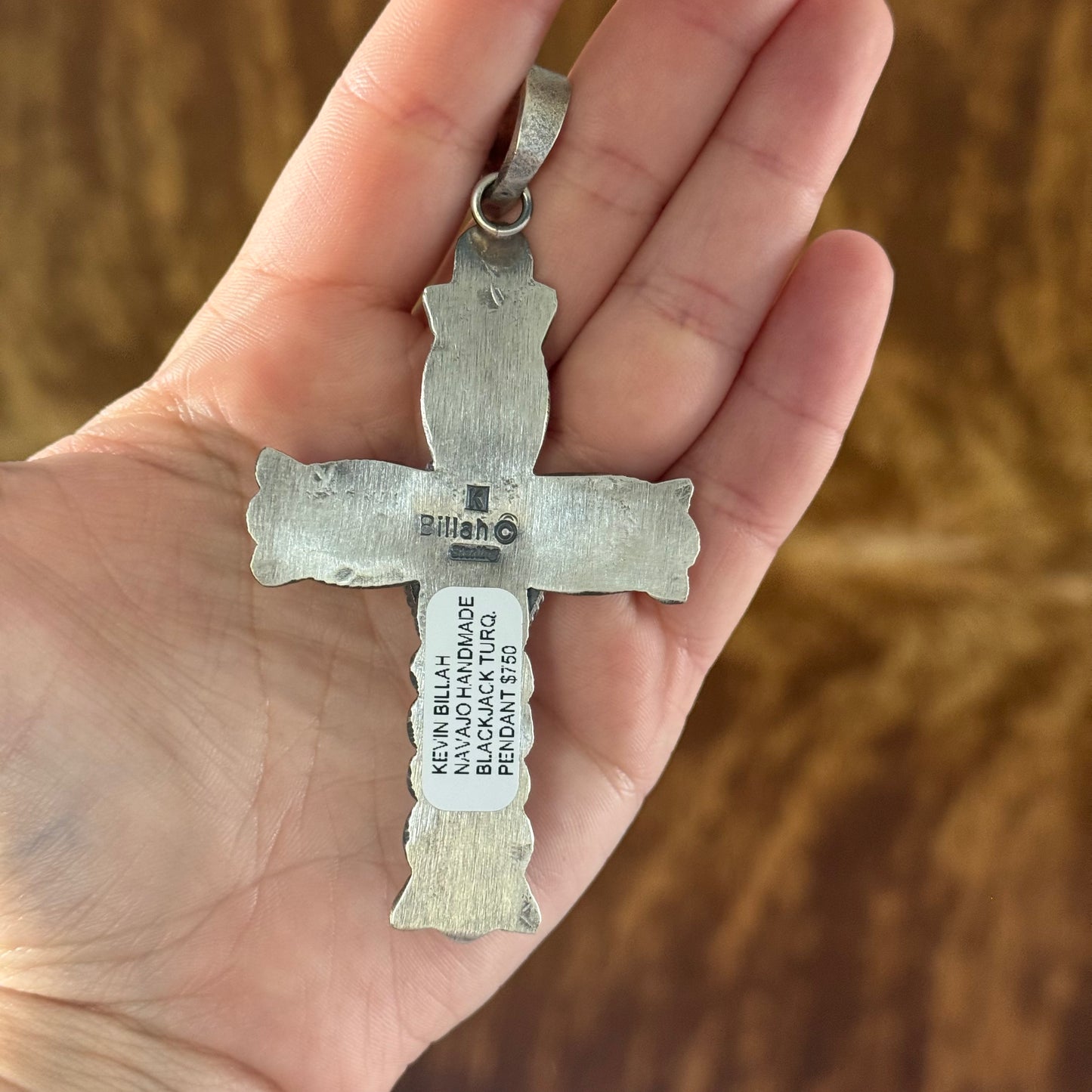Blackjack Turquoise Cross Pendant - Native Made