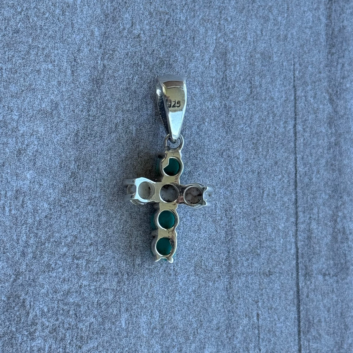Sterling Silver Kingman Turquoise and Wild Horse Cross Pendant