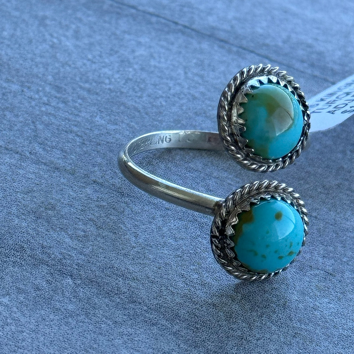 Sterling Silver Kingman Turquoise Bypass Ring *Native