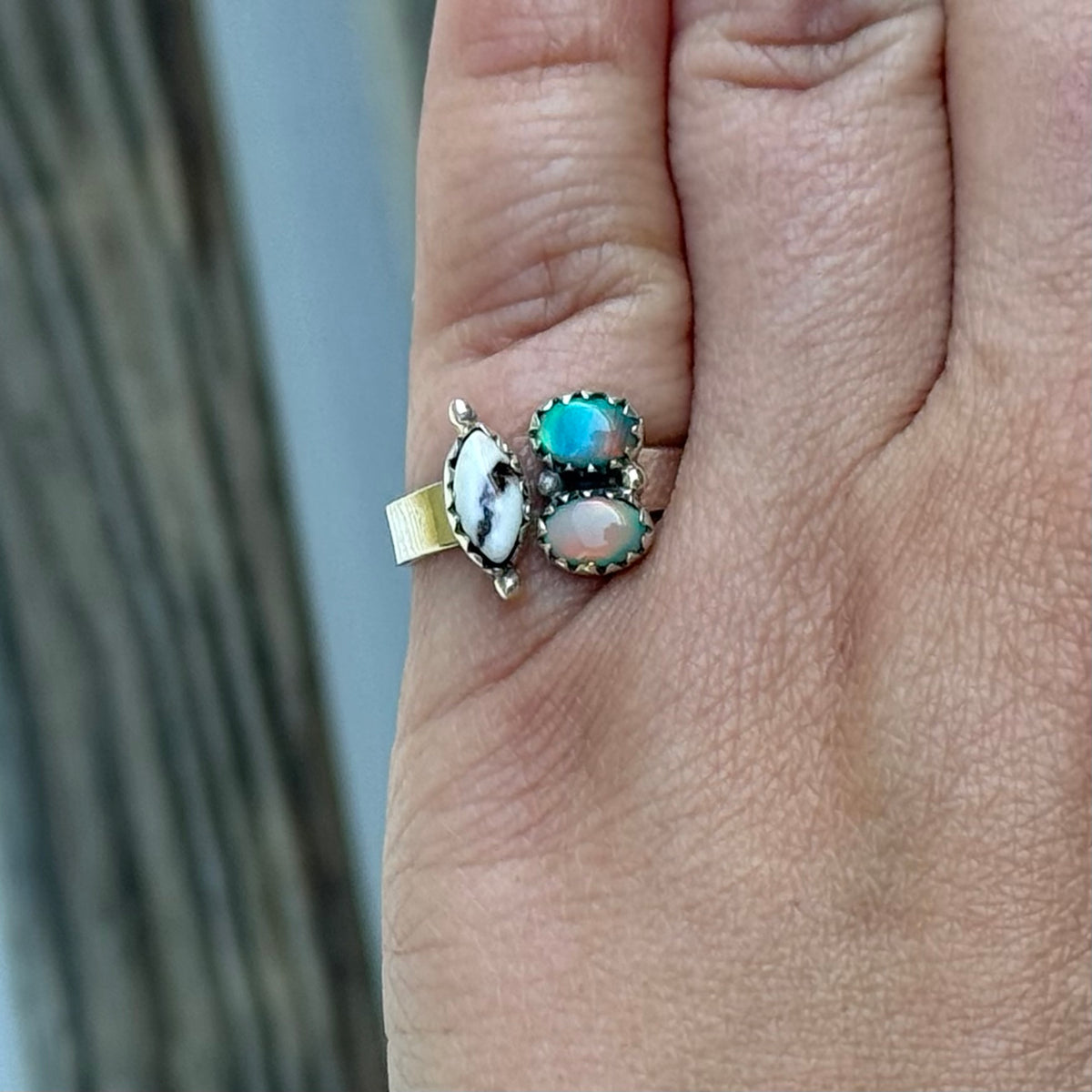 Wild Horse & Balloon Opal Floater Rings