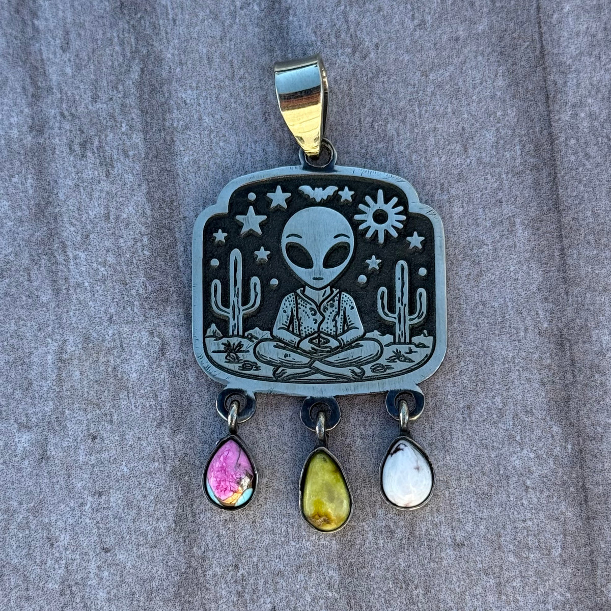 Sterling Silver Cowboy Turquoise Alien Pendants