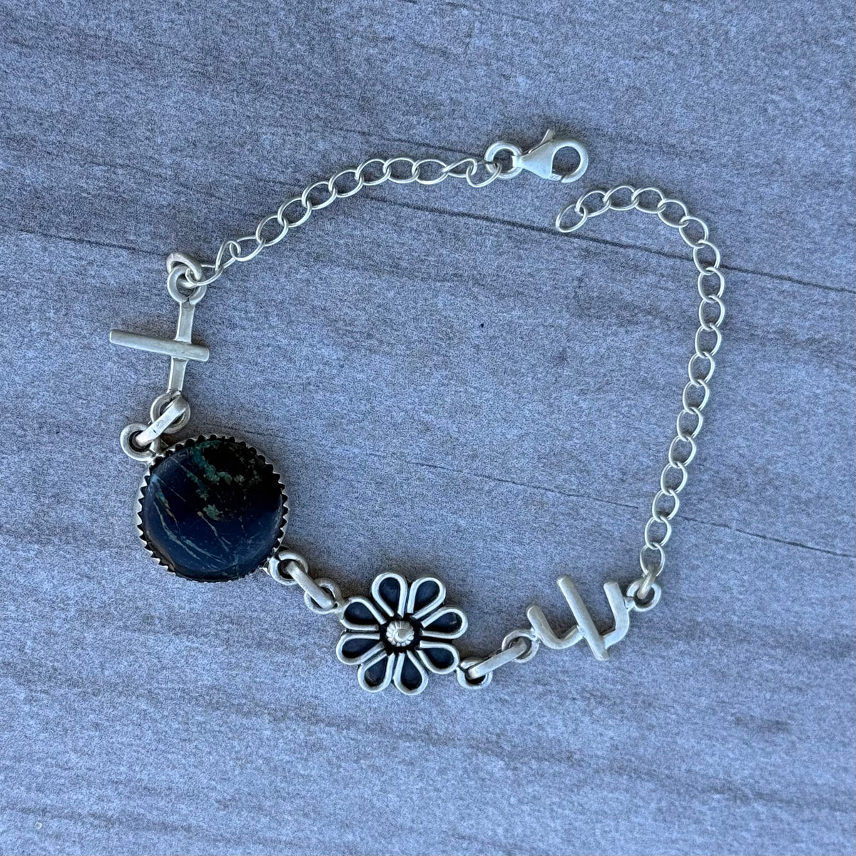 Southwest Blackjack Turquoise Sterling Silver Bracelet