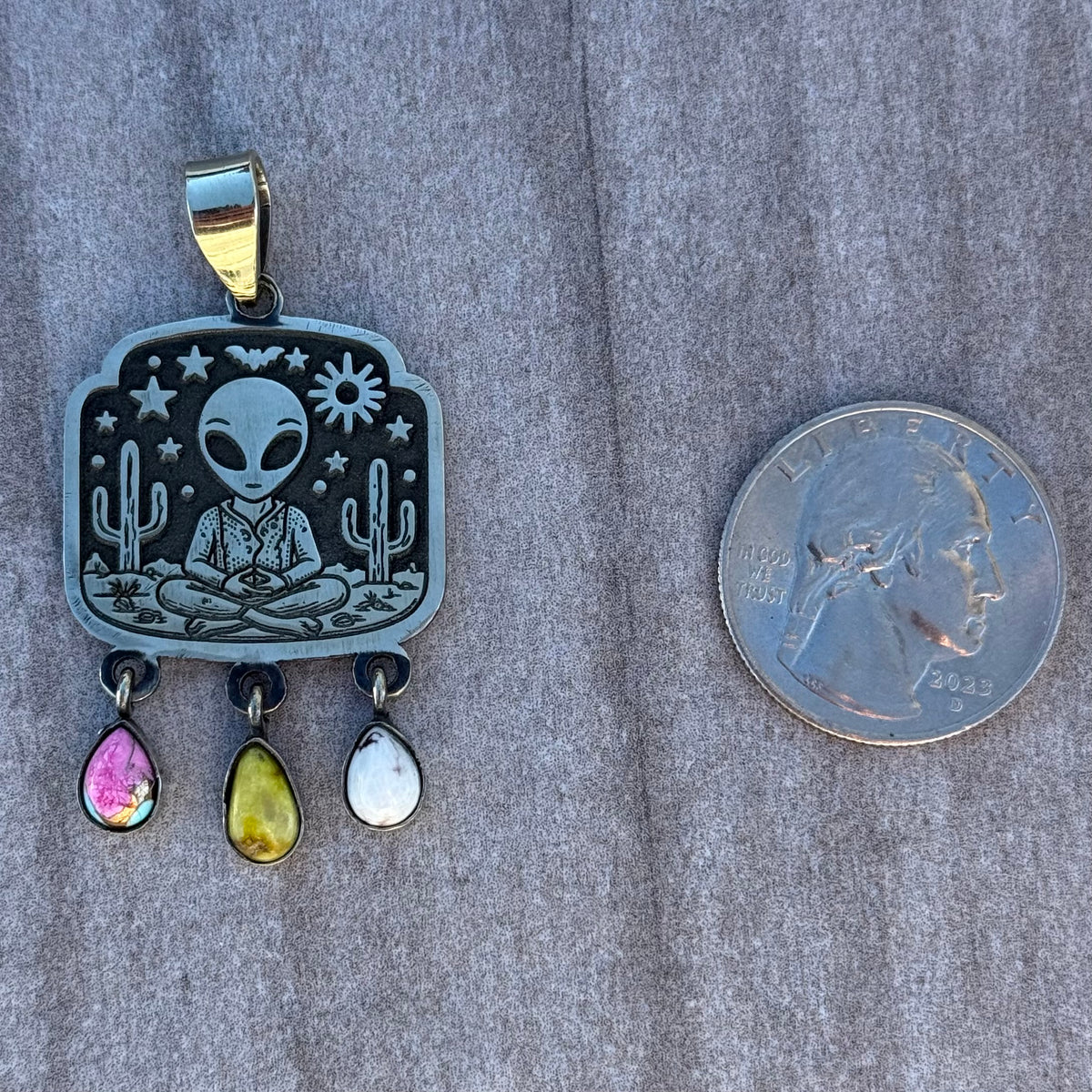 Sterling Silver Cowboy Turquoise Alien Pendants