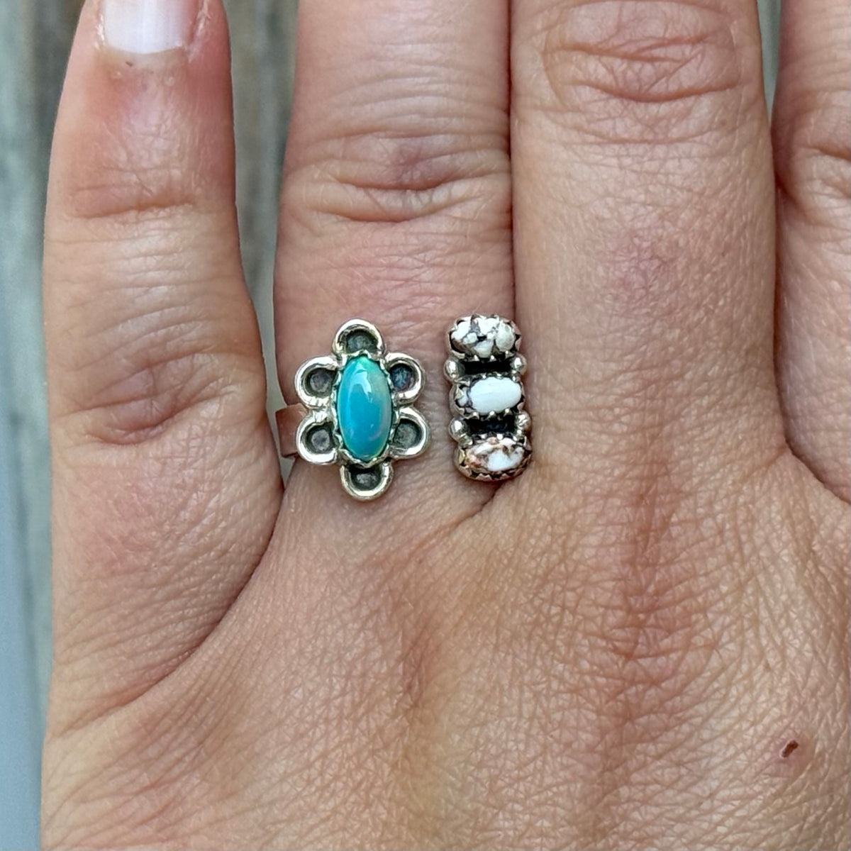 Wild Horse & Balloon Opal Floater Rings
