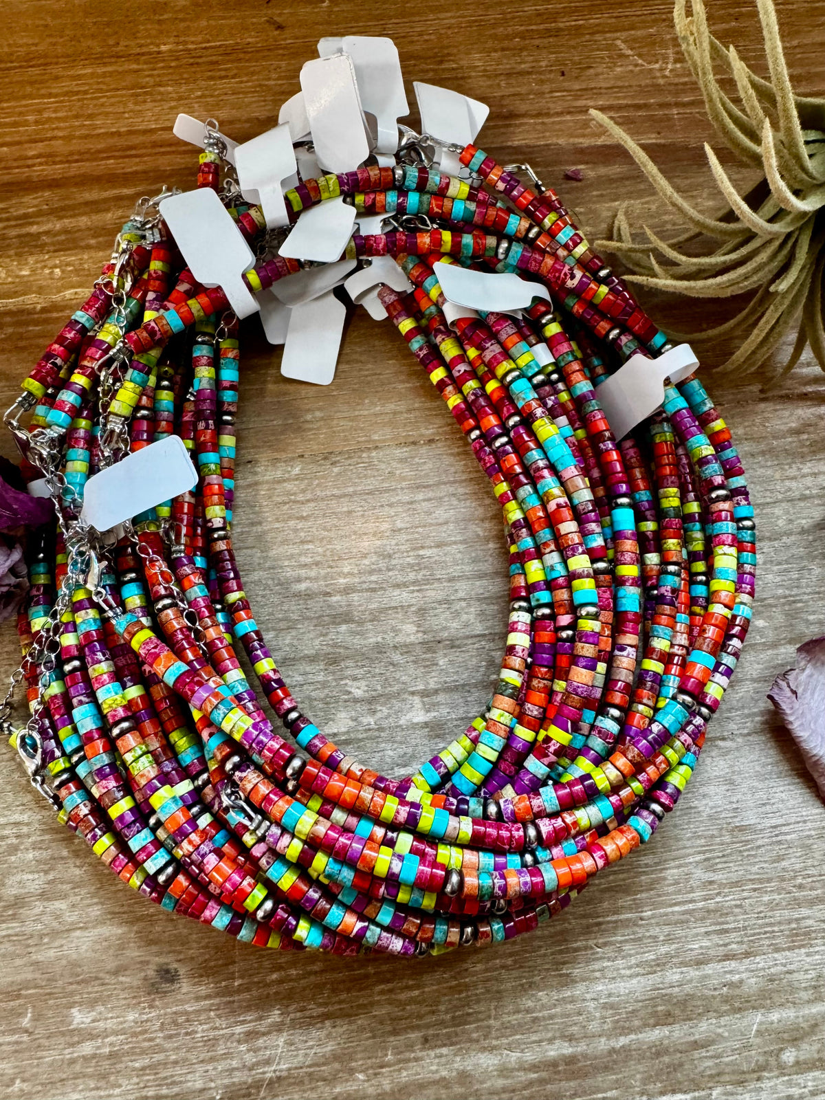 Magnesite Heishi Choker – Sterling Silver Pearls
