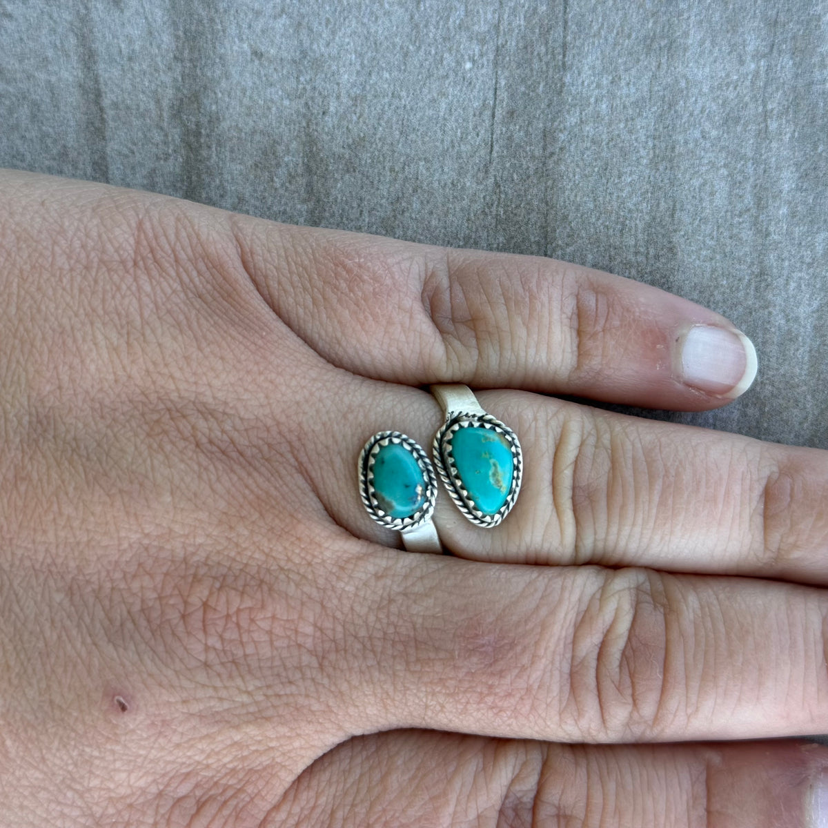 Adjustable Turquoise Bypass Ring