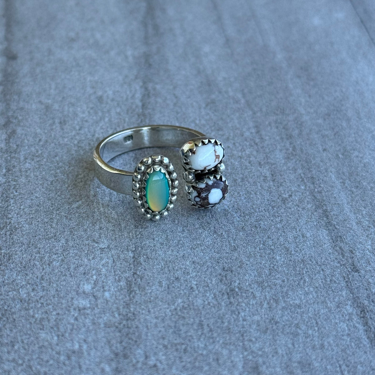 Wild Horse & Balloon Opal Floater Rings