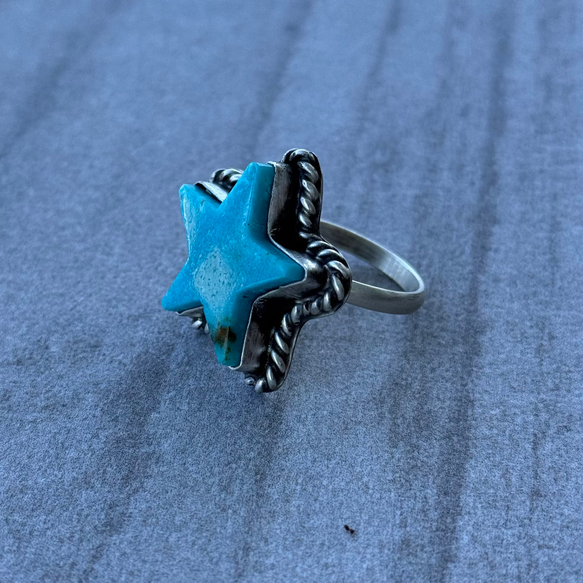Kingman Turquoise Adjustable Star Ring *Native