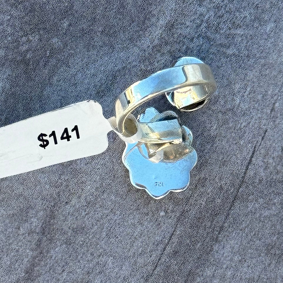 Sterling Silver Cripple Creek Turquoise & White Buffalo Bypass Ring
