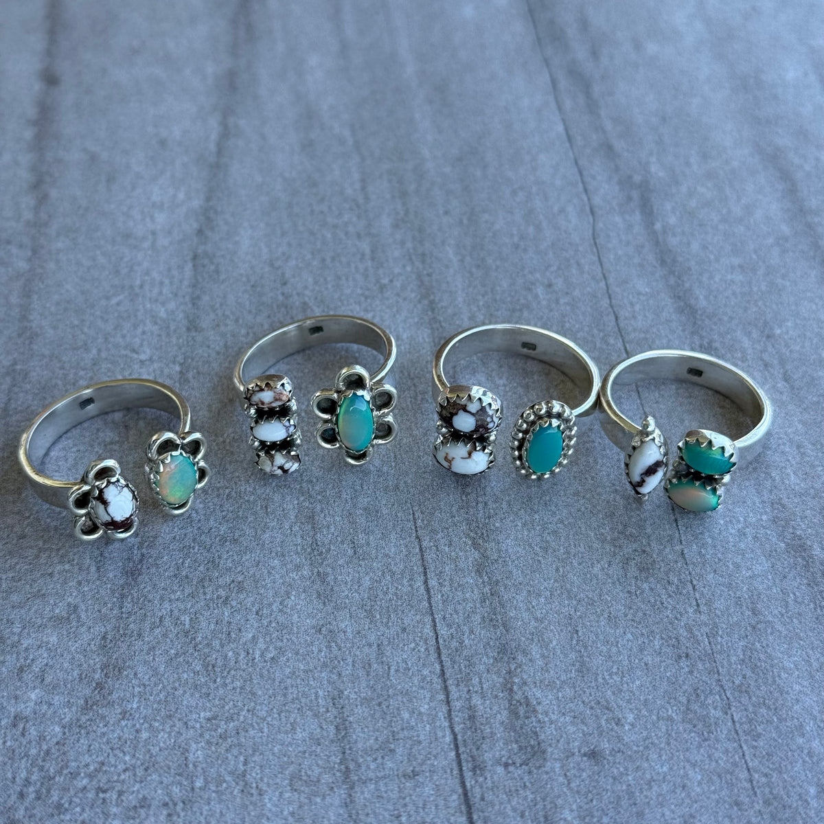 Wild Horse & Balloon Opal Floater Rings