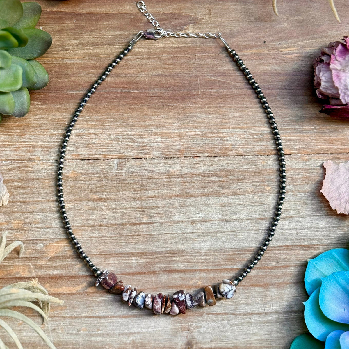 14” Wild Horse Choker – Sterling Silver Pearls