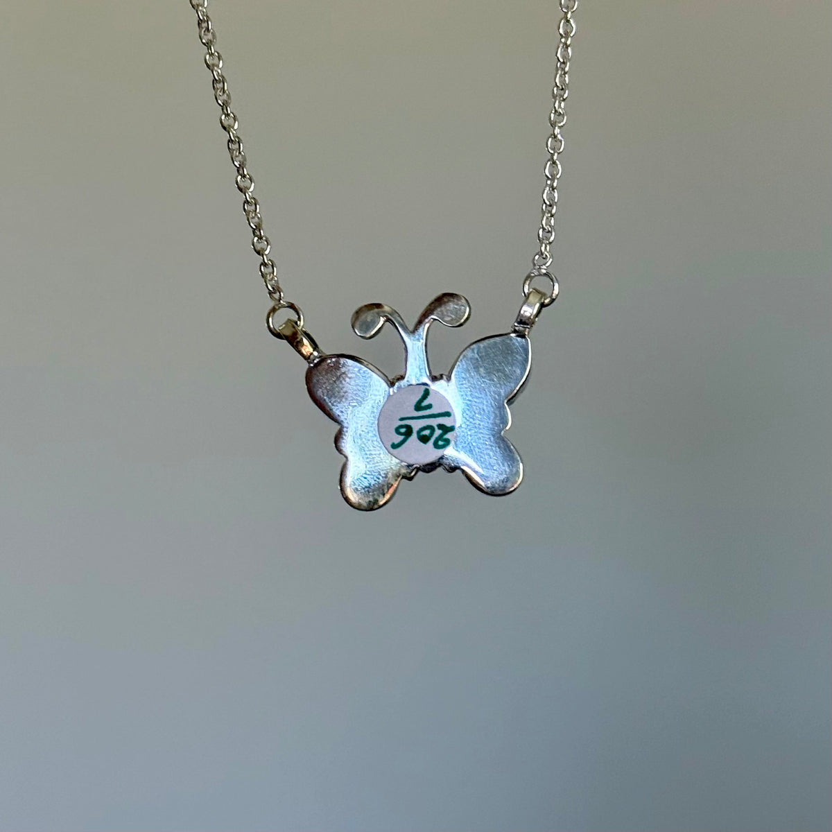 Handmade Sterling Silver Kingman Turquoise Butterfly Necklace