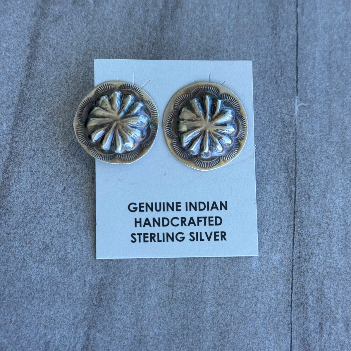 Sterling Silver Concho Stud Earrings *Native Made