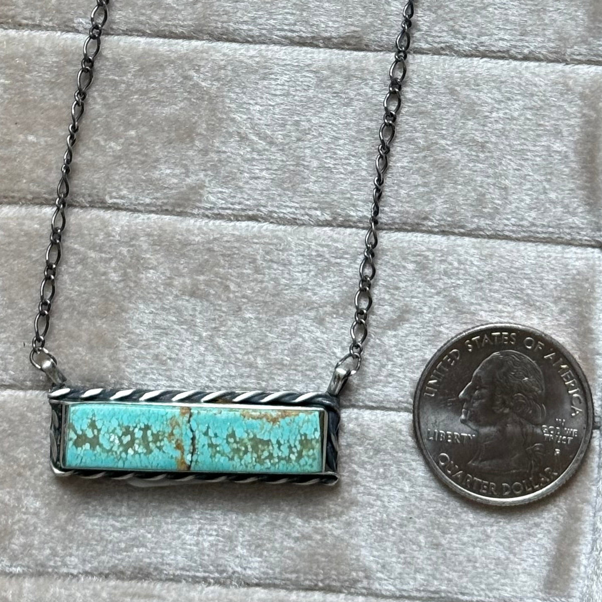 #8 Turquoise Sterling Silver Bar Necklace *Native