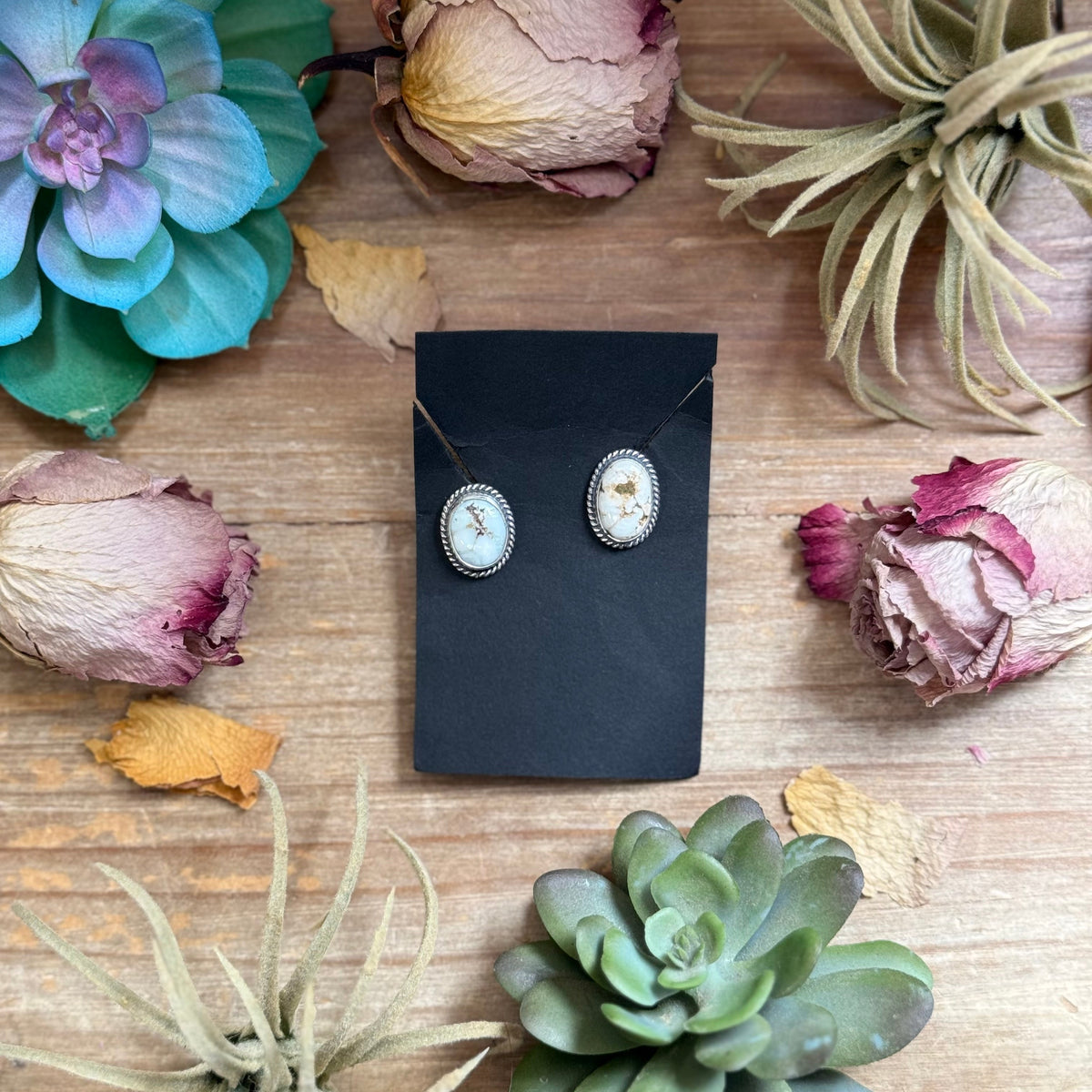 48 - Sterling Silver Dry Creek Turquoise Stud Earrings by Jason Ogg