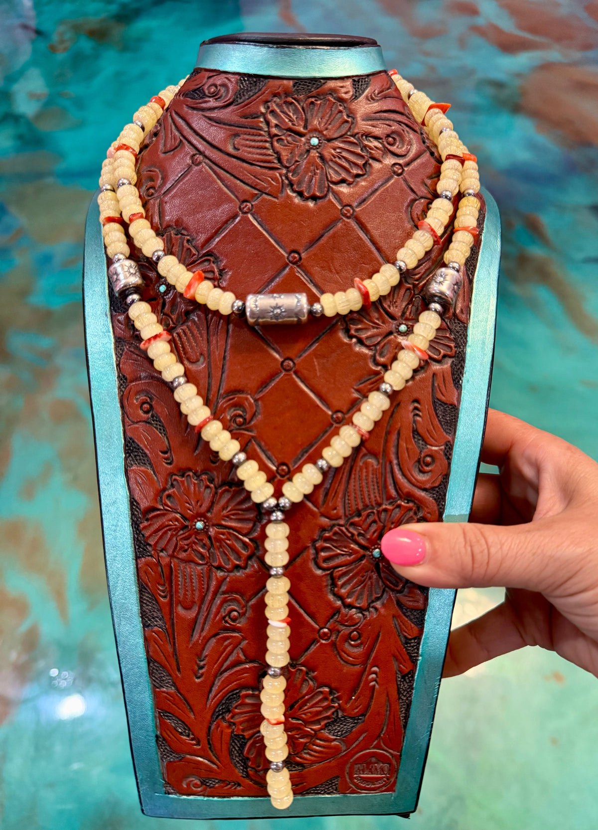 One Time Pieces – Yellow Glass & Red Spiny Oyster Necklaces