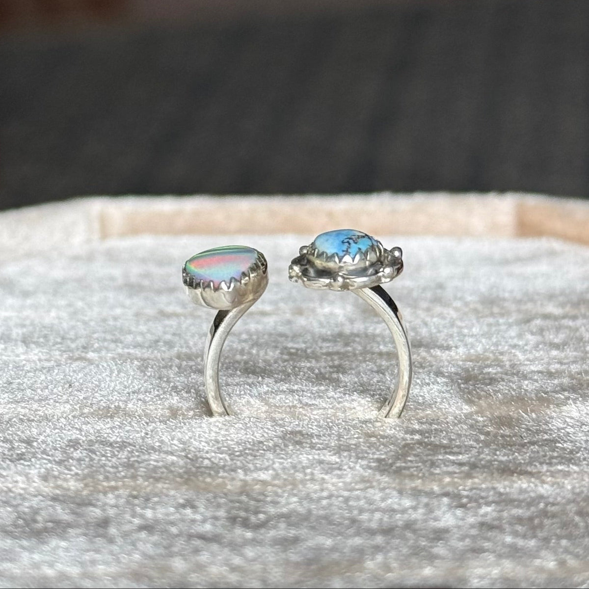 Golden Hills Turquoise & Aurora Opal Floater Ring