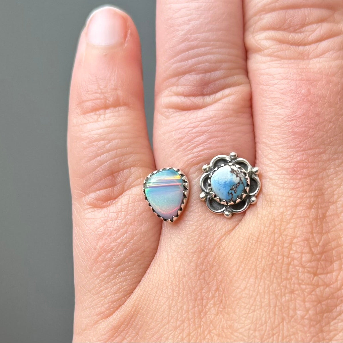 Golden Hills Turquoise & Aurora Opal Floater Ring