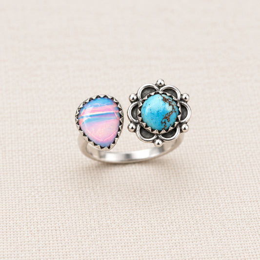Golden Hills Turquoise & Aurora Opal Floater Ring