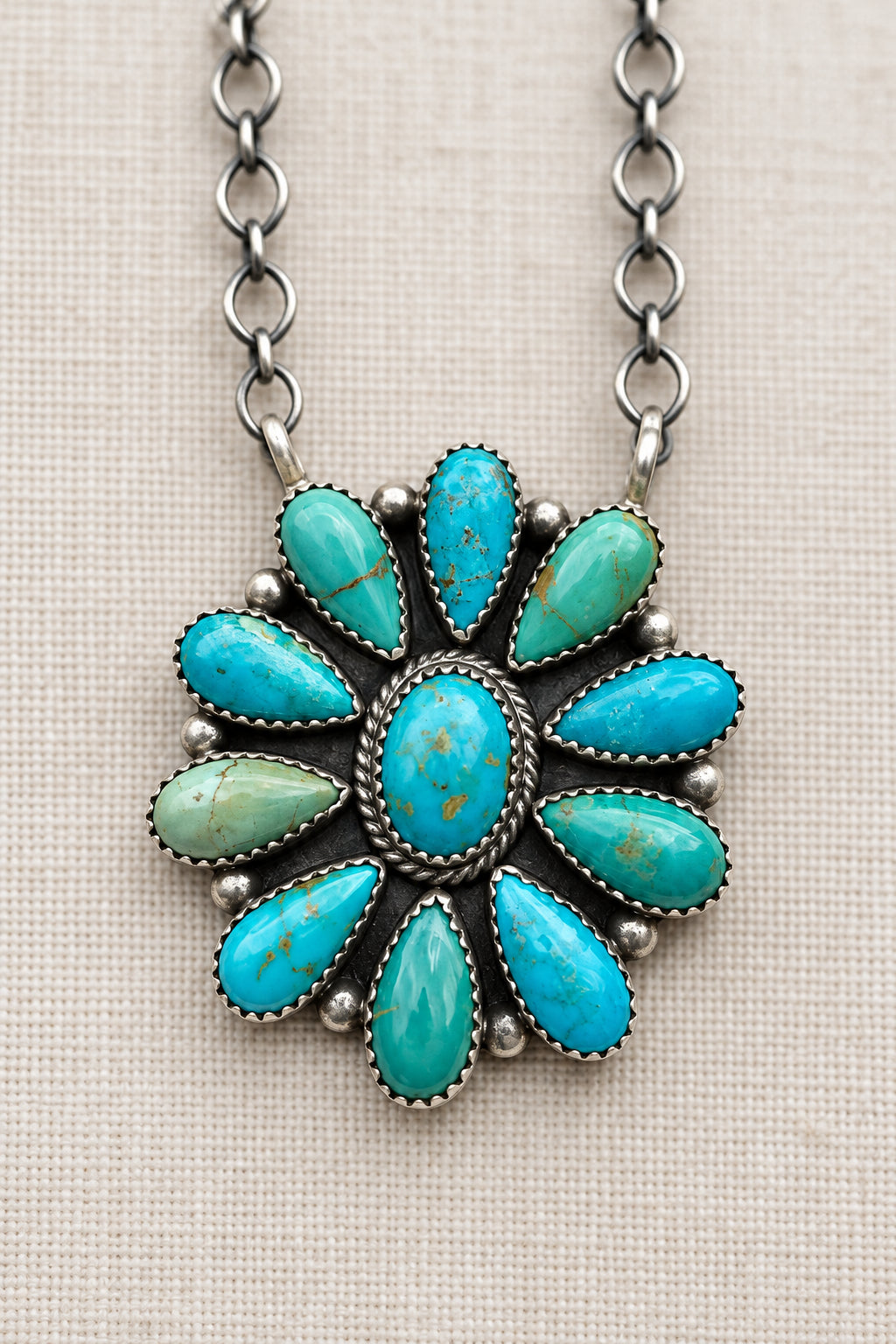 Kingman Turquoise Cluster Necklace *Native