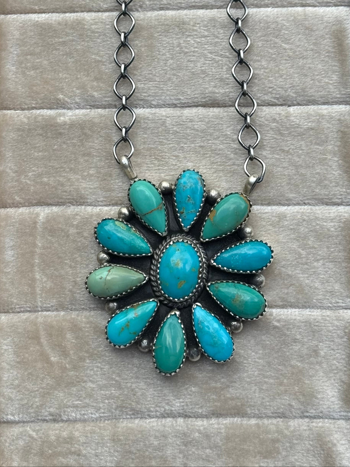 Kingman Turquoise Cluster Necklace *Native