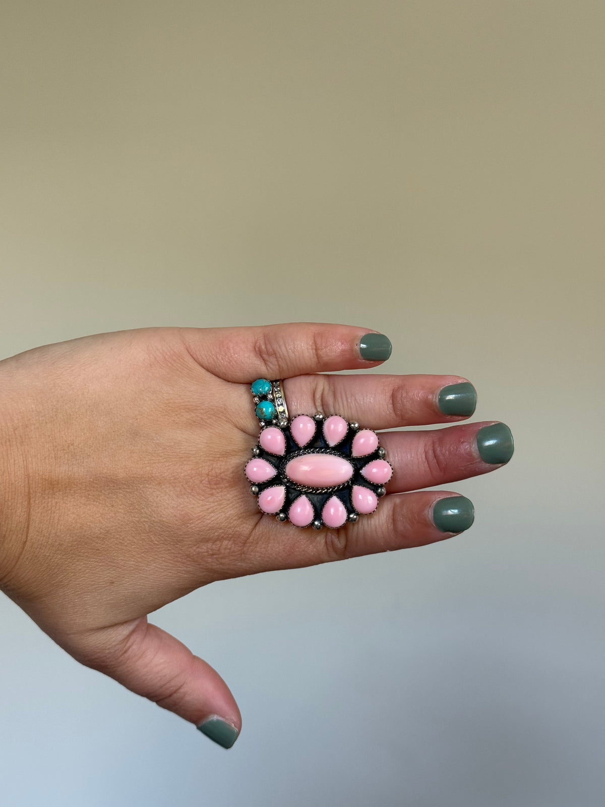 Pink Conch Cluster Statement Ring - Native Made