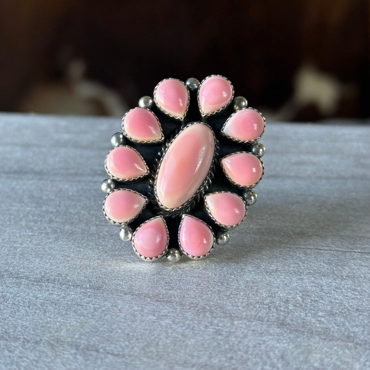 Pink Conch Cluster Statement Ring - Native Made