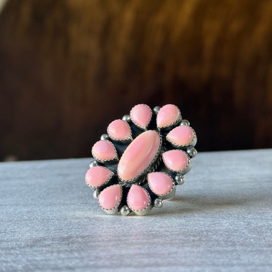 Pink Conch Cluster Statement Ring - Native Made