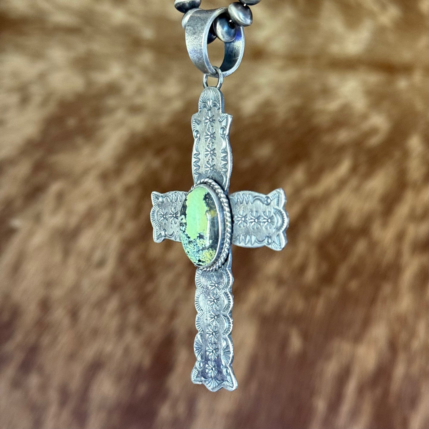 Blackjack Turquoise Cross Pendant - Native Made