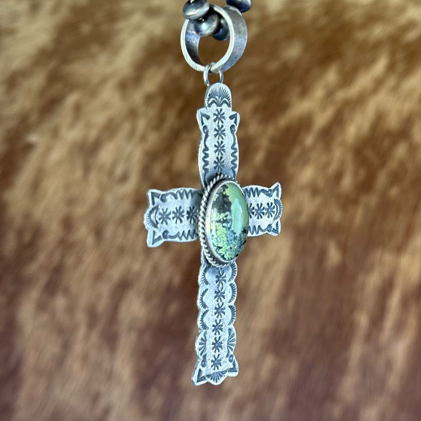 Blackjack Turquoise Cross Pendant - Native Made