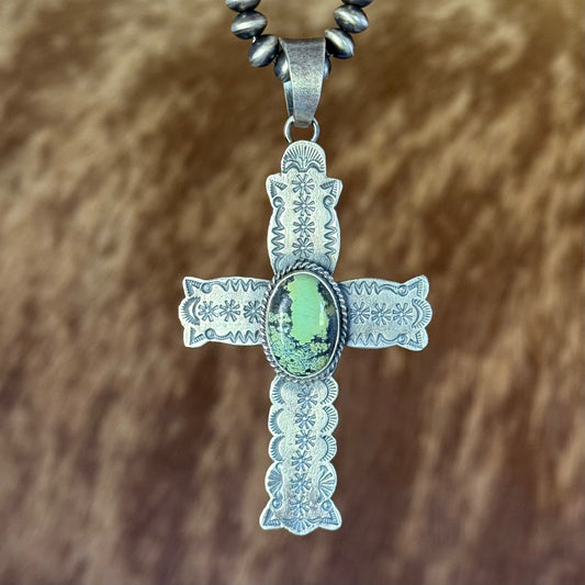 Blackjack Turquoise Cross Pendant - Native Made