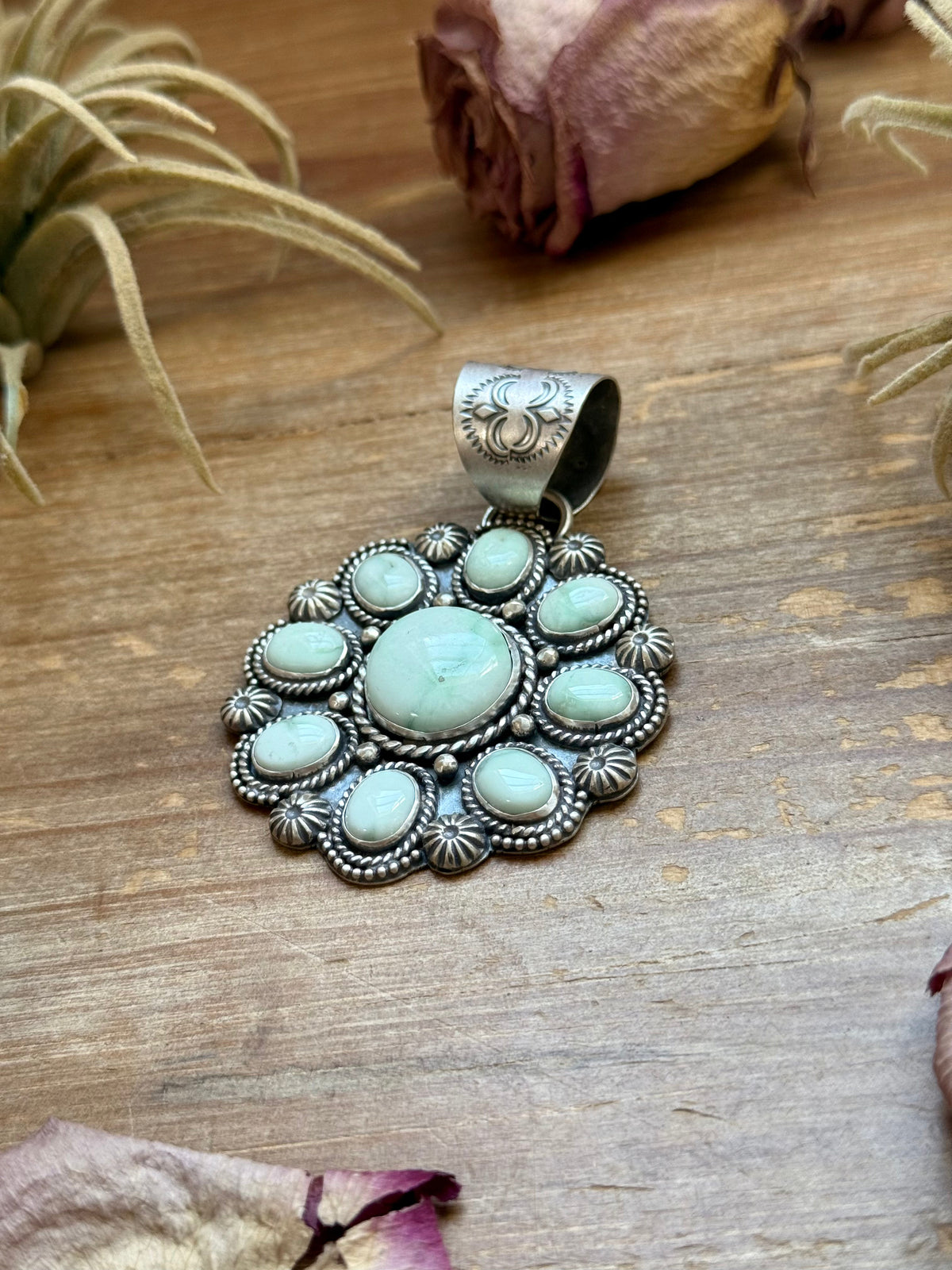 Sterling Silver Paloma Variscite Cluster Pendant – Handmade by Artist Shay Pfeiffer