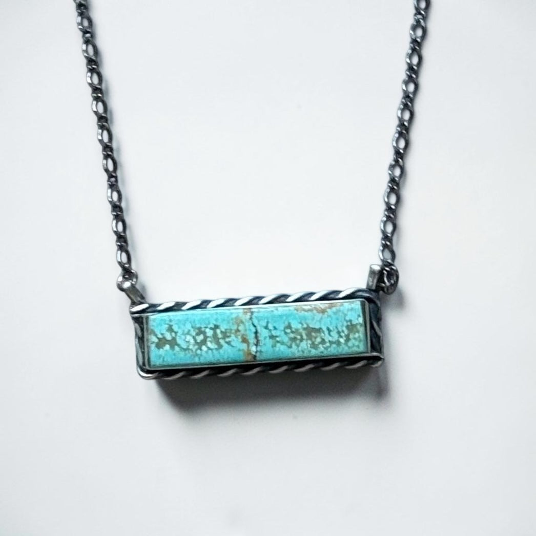 #8 Turquoise Sterling Silver Bar Necklace *Native